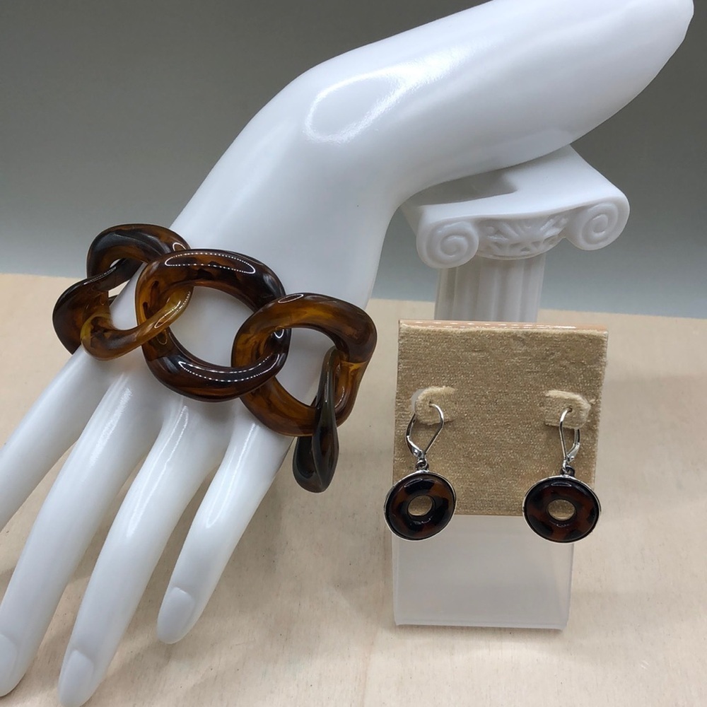 Curated bundle faux tortoise earrings and bracelet talbots fornash